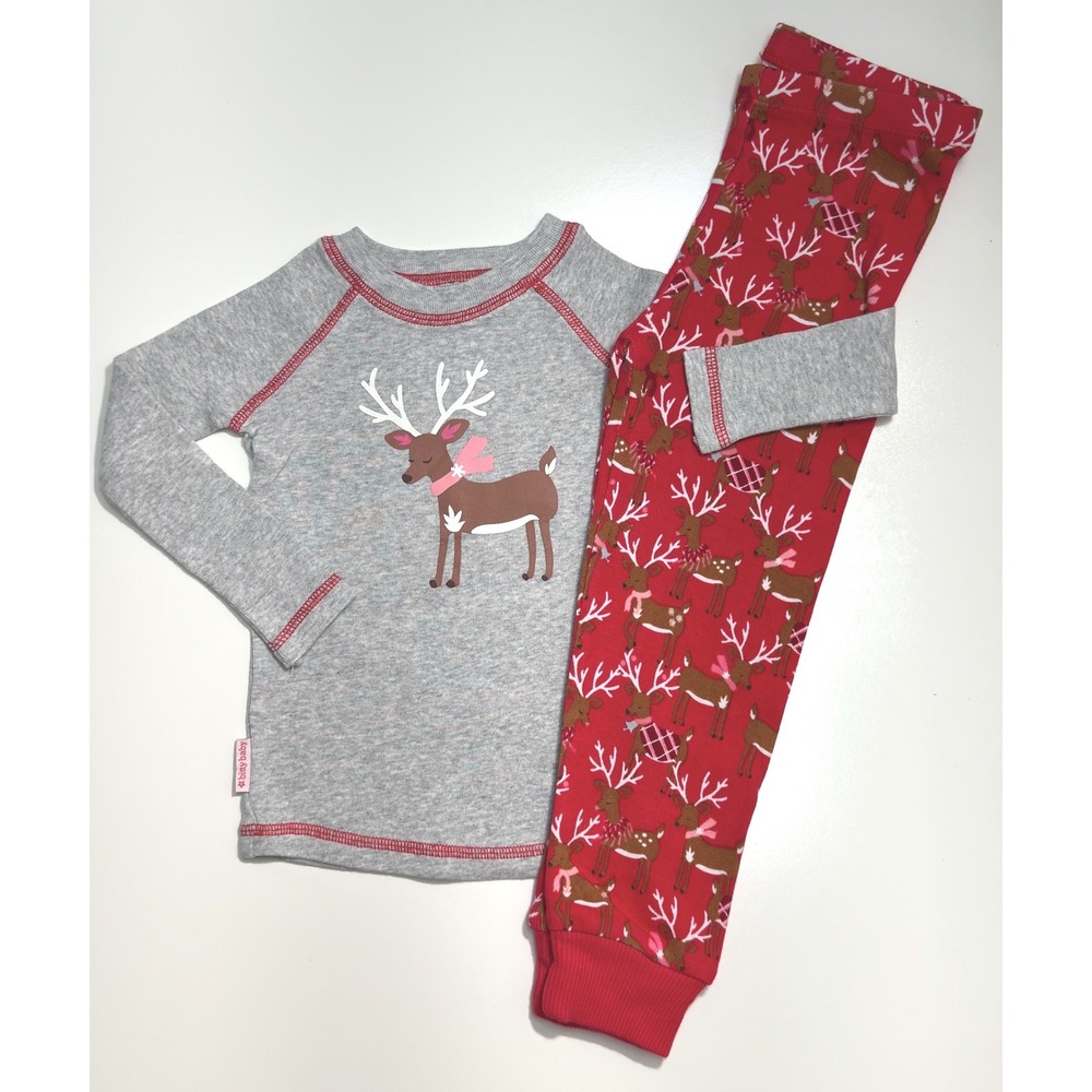 Bitty Baby American Girl Reindeer Pajamas Red Gray Christmas Holiday Set Size 3